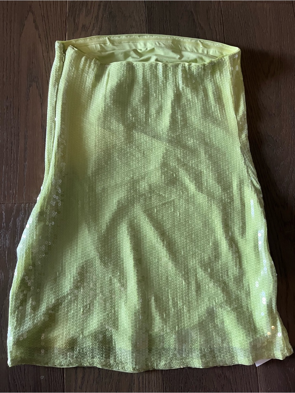 NWT Abercrombie lime green / chartreuse strapless sequin mini dress - Picture 3 of 5